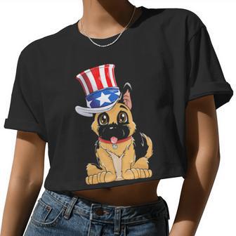 German Shepherd Uncle Sam 4Th Of July Kids Boys Girl Women Cropped T-shirt - Monsterry AU