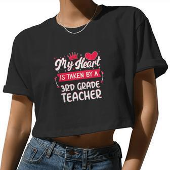 Third 3Rd Grade Teacher Valentines Day Women Cropped T-shirt - Monsterry DE