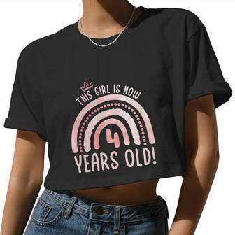 This Girl Is 4 Years Old 4Th Birthday Fourth Birthday Women Cropped T-shirt - Monsterry