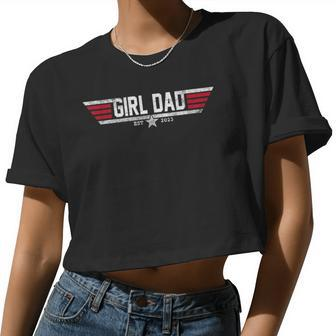 Girl Dad Est 2023 Vintage Mens 80S New Daddy Fathers Day Women Cropped T-shirt - Monsterry DE