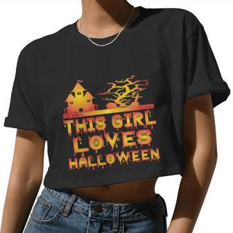 This Girl Loves Halloween Hallloween Quote Women Cropped T-shirt - Monsterry CA