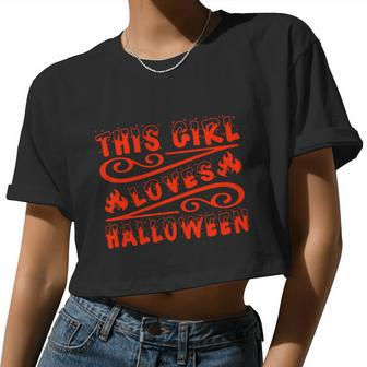 This Girl Loves Halloween Halloween Quote Women Cropped T-shirt - Monsterry AU