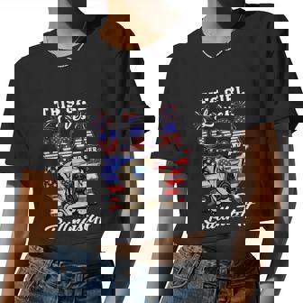 This Girl Loves Usa And Her Dog 4Th Of July Bullmastiff Dog Women Cropped T-shirt - Monsterry