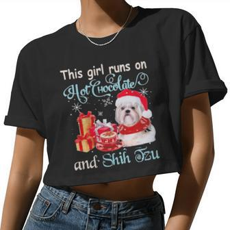 This Girl Runs On Hot Chocolate And Shih Tzu Women Cropped T-shirt - Monsterry CA