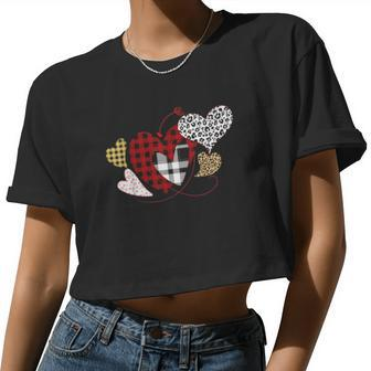 Girls Valentines Day Hearts Love Leopard Plaid Women Cropped T-shirt - Monsterry AU