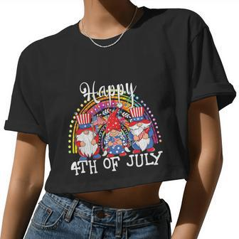 Gnomes Patriotic American Flag Cute Gnomes 4Th Of July Cool Women Cropped T-shirt - Monsterry UK