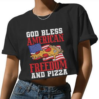 God Bless American Freedom And Pizza Plus Size Shirt For Men Women And Family Women Cropped T-shirt - Monsterry CA