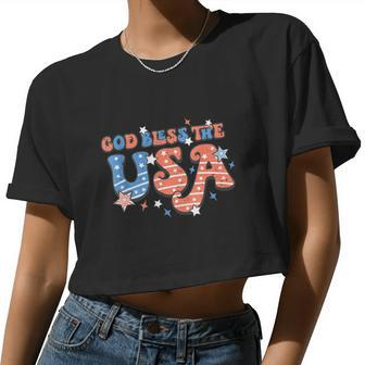 God Bless The Usa Independence For 4Th Of Flag Women Cropped T-shirt - Monsterry DE