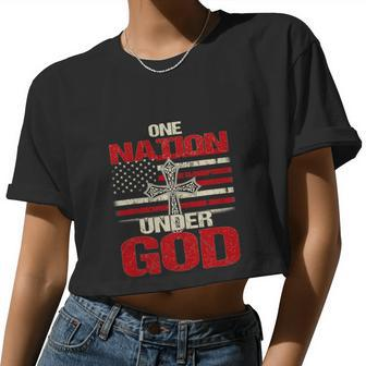 God Christian Us Flag 4Th Of July Faith Women Cropped T-shirt - Monsterry DE