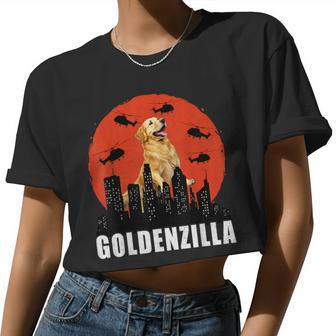 Golden Retriever For Boys Girls Goldenzilla Kaiju Women Cropped T-shirt - Monsterry AU