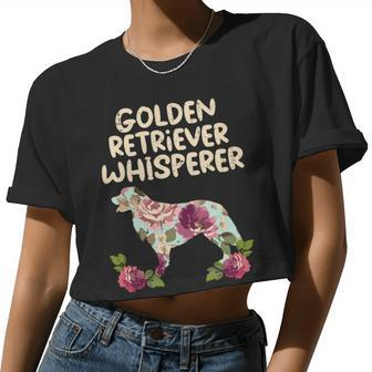Golden Retriever Goldie Dog Floral Golden Retriever Whisperer Dog Lover Girls Women 232 Retrievers Women Cropped T-shirt - Monsterry CA