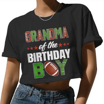 Grandma Of The Birthday Boy Family Football Party Decoration Women Cropped T-shirt - Monsterry UK