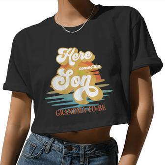 Grandma Here Comes The Son Baby Shower Family Matching Women Cropped T-shirt - Monsterry AU