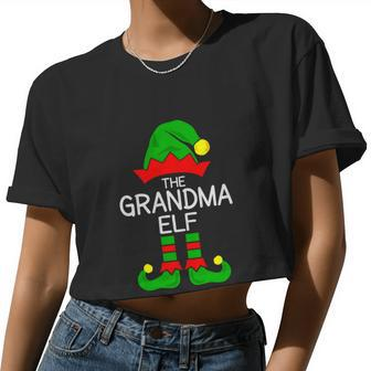 The Grandma Elf Christmas Cute Snowman Christmas Tree Christmas Slogans Women Cropped T-shirt - Monsterry CA