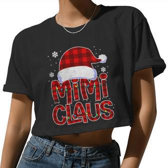 Grandma Mimi Claus Plaid Xmas Pajama Matching Women Cropped T-shirt - Monsterry UK