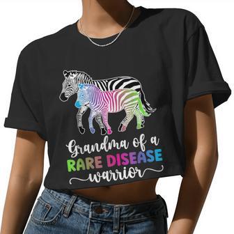 Grandma Of A Rare Disease Warrior Rare Disease Awareness Women Cropped T-shirt - Monsterry