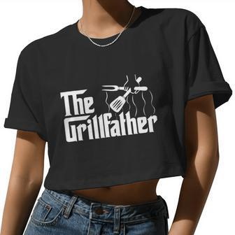 The Grillfather Bbq Grill & Smoker Barbecue Chef Tshirt Women Cropped T-shirt - Monsterry