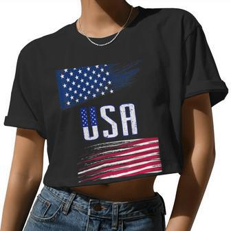 Happy 4Th Of July Usa Flag Patriotic Men Women Women Cropped T-shirt - Monsterry