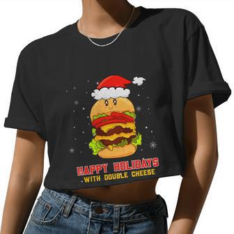 Happy Holidays With Cheese Shirt Cheeseburger Hamburger V8 Women Cropped T-shirt - Monsterry