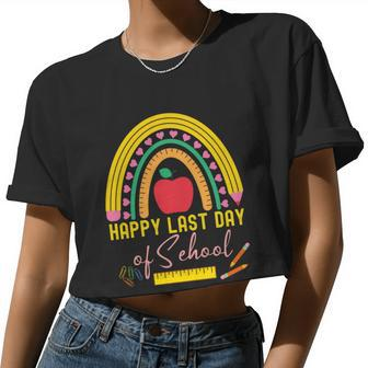 Happy Last Day Of School Teacher Student Graduation Rainbow V2 Women Cropped T-shirt - Monsterry UK