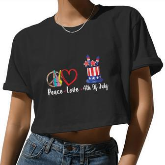 Happy Peace Love 4Th Of July Sublimation Women Cropped T-shirt - Monsterry CA
