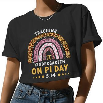 Happy Pi Day Kindergarten Math Teachers Leopard Rainbow Women Cropped T-shirt - Monsterry UK