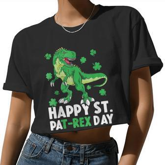 Happy St Pat-Rex Dinosaur Saint Patrick's Day For Boys Girls Women Cropped T-shirt - Monsterry