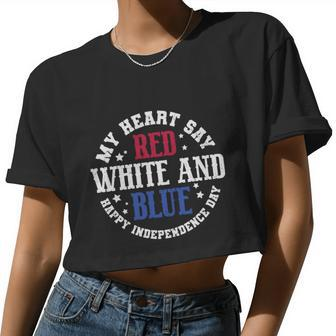 My Heart Beats Red White And Blue Plus Size Shirt For Men Women Family Women Cropped T-shirt - Monsterry AU
