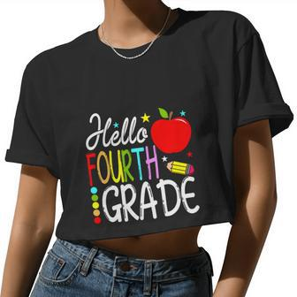 Hello Fourth Grade Happy 4Th Grade Teacher Women Cropped T-shirt - Monsterry