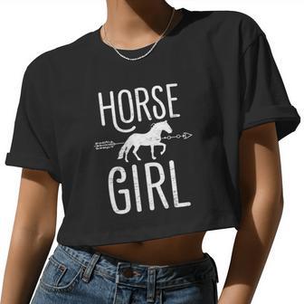 Horse Girl Cute Horse Heartbeat Arrow Country Animal Women Cropped T-shirt - Monsterry DE