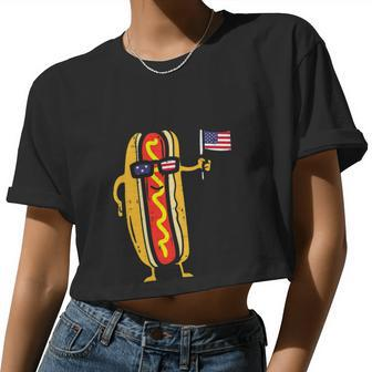 Hotdog Sunglasses American Flag 4Th Of July Women Cropped T-shirt - Monsterry DE