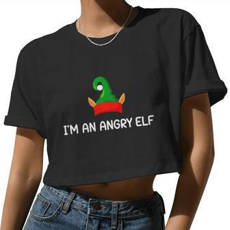 I'm An Angry Elf Corny Christmas Jokes Sarcastic Women Cropped T-shirt - Monsterry
