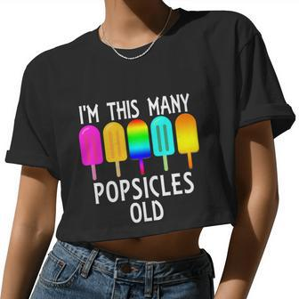 I'm This Many Popsicles Old 5Th Birthday Popsicle Women Cropped T-shirt - Monsterry