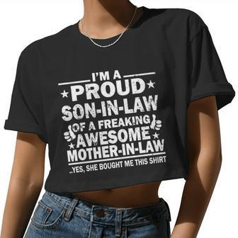 I'm A Proud Son In Law Of A Freaking Awesome Mother In Law Tshirt Women Cropped T-shirt - Monsterry DE