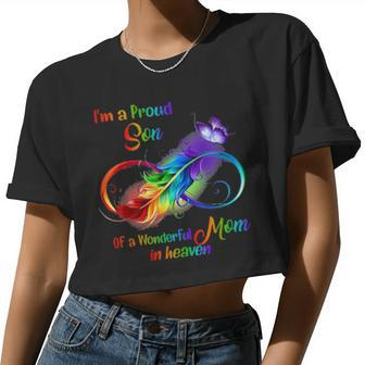 I'm A Proud Son Of A Wonderful Mom In Heaven Family Women Cropped T-shirt - Monsterry CA
