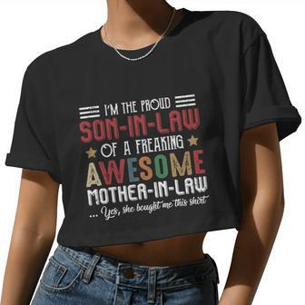I'm A Proud Songiftingiftlaw Son Marriage Mother Of The Groom Women Cropped T-shirt - Monsterry