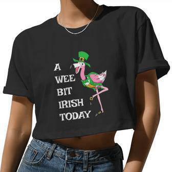 Irish Flamingo Saint Patricks Day Leprechaun Hat Bird Women Cropped T-shirt - Monsterry AU