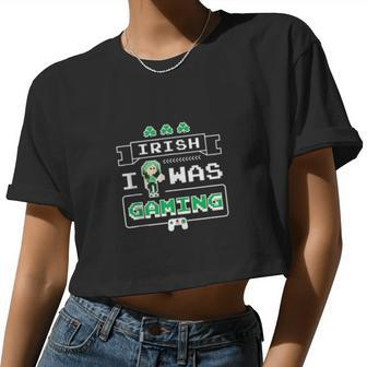 Irish I Was Gaming Irish Girl Pixel Art Video Games Women Cropped T-shirt - Monsterry UK