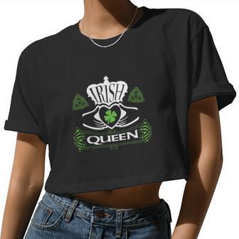 Irish Queen St Patricks Day Irish Pride Langarm Women Cropped T-shirt - Monsterry AU