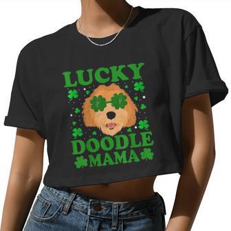 Irish Shamrock Lucky Doodle Mama Women Cropped T-shirt - Monsterry