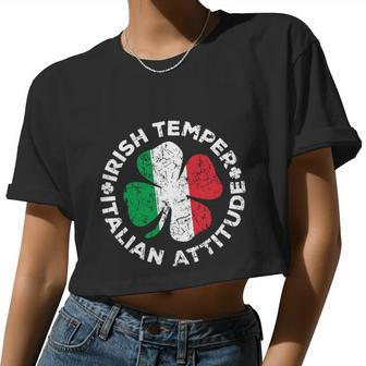 Irish Temper Italian Attitude Shirt St Patrick's Day Women Cropped T-shirt - Monsterry UK