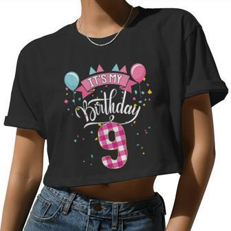It's My 9Th Birthday 9 Year Old For Girl Women Cropped T-shirt - Monsterry UK