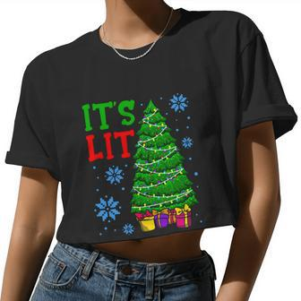It's Lit Christmas Tree Christmas Shirt Women Cropped T-shirt - Monsterry UK