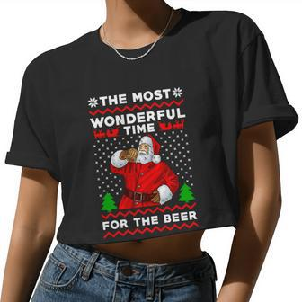 It's The Most Wonderful Time For A Beer Ugly Christmas Sweater Women Cropped T-shirt - Monsterry AU