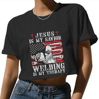 Jesus Is My Savior Welding Christian For 4Th Of July Women Cropped T-shirt - Monsterry UK