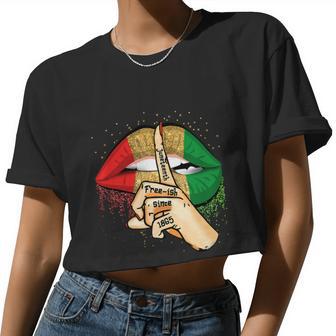 Juneteenth Free Ish Since 1865 Lips African Melanin Girl Women Cropped T-shirt - Monsterry DE