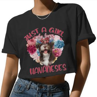 Just A Girl Who Loves Havaneses Flower Heart Women Cropped T-shirt - Monsterry DE