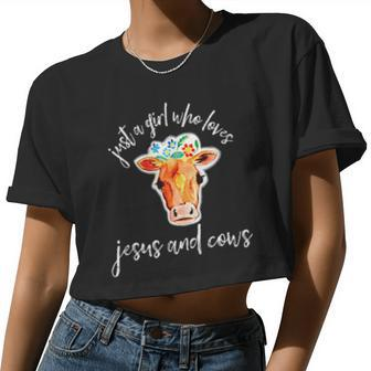 Just A Girl Who Loves Jesus And Cows Farmer Christian Women Cropped T-shirt - Monsterry CA