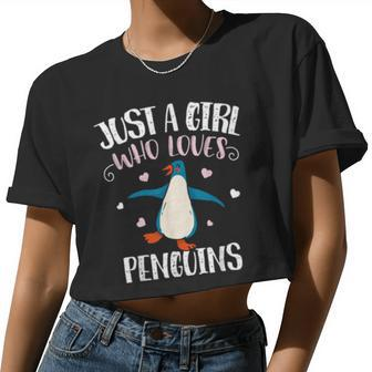 Just A Girl Who Loves Penguins Penguin Women Cropped T-shirt - Monsterry