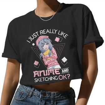 I Just Really Like Anime And Sketching Ok Anime Girl Women Cropped T-shirt - Monsterry AU